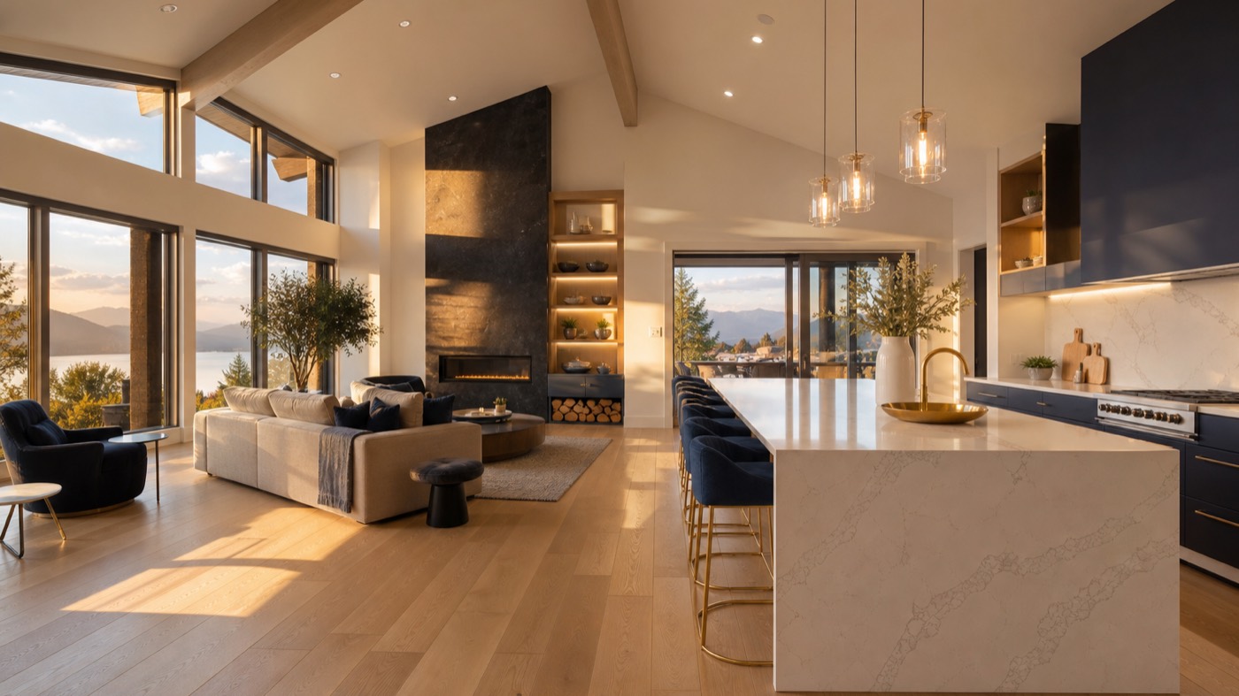 Open-concept renovated home interior by AEVUM Construction